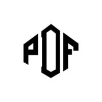 design del logo della lettera pdf con forma poligonale. pdf poligono e design del logo a forma di cubo. pdf modello di logo vettoriale esagonale colori bianco e nero. monogramma pdf, logo aziendale e immobiliare.