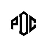 design del logo della lettera pdc con forma poligonale. design del logo a forma di poligono e cubo pdc. modello di logo vettoriale esagonale pdc colori bianco e nero. monogramma pdc, logo aziendale e immobiliare.