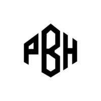 design del logo della lettera pbh con forma poligonale. pbh poligono e design del logo a forma di cubo. pbh modello di logo vettoriale esagonale colori bianco e nero. monogramma pbh, logo aziendale e immobiliare.