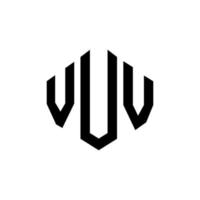 design del logo della lettera vuv con forma poligonale. vuv poligono e design del logo a forma di cubo. vuv modello di logo vettoriale esagonale colori bianco e nero. monogramma vuv, logo aziendale e immobiliare.