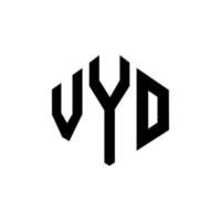 design del logo della lettera vyo con forma poligonale. vyo poligono e design del logo a forma di cubo. vyo esagonale modello logo vettoriale colori bianco e nero. monogramma vyo, logo aziendale e immobiliare.