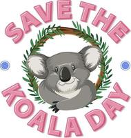 salva il design del banner del giorno del koala vettore