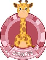 distintivo del simpatico cartone animato giraffa vettore