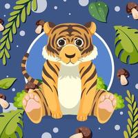 tigre carina in stile cartone animato piatto vettore