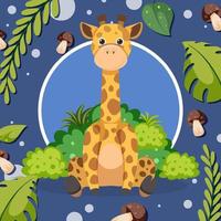 simpatica giraffa in stile cartone animato piatto vettore