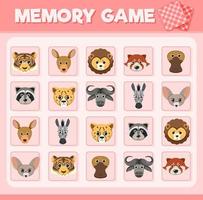 gioco di carte di memoria animali vettore