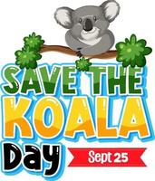salva il design del banner del giorno del koala vettore