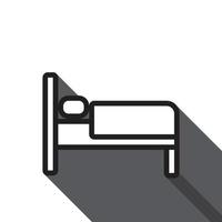 icone del letto e del cuscino con ombre in stile linea sottile isolate su sfondo bianco, inclusi accessori e simboli per il sonno. vettore