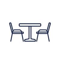tavolo da pranzo e sedie linea icona vettore