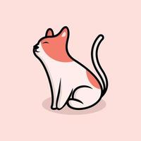 simpatico gatto illustrazione kawaii cartoon logo vettore