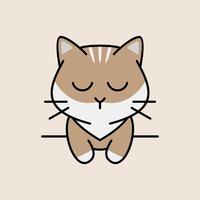 simpatico gatto illustrazione kawaii cartoon logo vettore