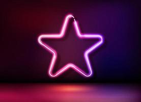icona della stella luminosa al neon. illustrazione vettoriale 3d