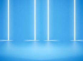 interni blu illuminati con luci al neon bianche. illustrazione vettoriale 3d