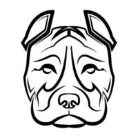 arte in bianco e nero della testa di cane pitbull. buon uso per il logo del design della maglietta del tatuaggio dell'avatar dell'icona della mascotte del simbolo o qualsiasi disegno vettore