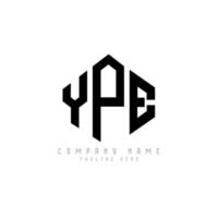 design del logo della lettera ype con forma poligonale. ype poligono e design del logo a forma di cubo. ype modello di logo vettoriale esagonale colori bianco e nero. monogramma ype, logo aziendale e immobiliare.