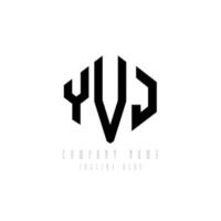 design del logo della lettera yvj con forma poligonale. yvj poligono e design del logo a forma di cubo. yvj modello di logo vettoriale esagonale colori bianco e nero. monogramma yvj, logo aziendale e immobiliare.