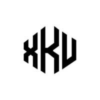 xku lettera logo design con forma poligonale. xku poligono e design del logo a forma di cubo. xku modello di logo vettoriale esagonale colori bianco e nero. monogramma xku, logo aziendale e immobiliare.