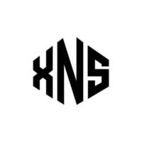 design del logo della lettera xns con forma poligonale. xns poligono e design del logo a forma di cubo. xns modello di logo vettoriale esagonale colori bianco e nero. monogramma xns, logo aziendale e immobiliare.