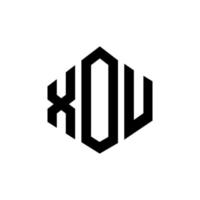 xou lettera logo design con forma poligonale. xou poligono e design del logo a forma di cubo. xou modello di logo vettoriale esagonale colori bianco e nero. monogramma xou, logo aziendale e immobiliare.