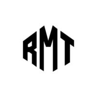 design del logo della lettera rmt con forma poligonale. rmt poligono e design del logo a forma di cubo. rmt esagono logo modello vettoriale colori bianco e nero. monogramma rmt, logo aziendale e immobiliare.