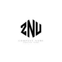 znu lettera logo design con forma poligonale. znu poligono e design del logo a forma di cubo. znu esagonale modello logo vettoriale colori bianco e nero. znu monogramma, logo aziendale e immobiliare.