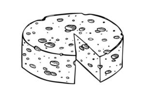 parti e fette di formaggio disegnate a mano isolate su sfondo bianco. icona di formaggio. clipart di formaggio vettoriale