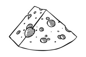 parti e fette di formaggio disegnate a mano isolate su sfondo bianco. icona di formaggio. clipart di formaggio vettoriale