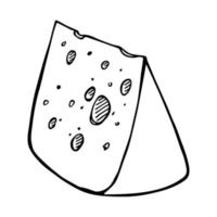 parti e fette di formaggio disegnate a mano isolate su sfondo bianco. icona di formaggio. clipart di formaggio vettoriale