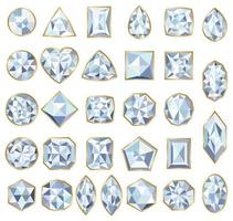 pietre preziose bianche. grande set di cristalli luminosi. diamanti con scintille. vettore