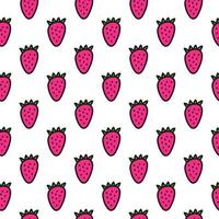 semplice modello senza cuciture con fragole rosa doodle. vettore