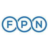 design del logo della lettera fpn su sfondo nero. concetto di logo della lettera di iniziali creative fpn. disegno della lettera fpn. vettore