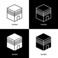 kaaba nel logo dell'icona della mecca. pellegrinaggio hajj haram moschea simbolo vettore illustrazione