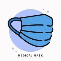 cartone animato icona maschera medica. design del logo del virus pandemico di prevenzione. illustrazione di simbolo di vettore di protezione sanitaria