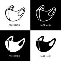 illustrazione del simbolo dell'icona della maschera facciale. logo di protezione antivirus per maschera medica. set di icone vettoriali per il design della pandemia di prevenzione
