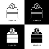 logo icona donazione e beneficenza. dare soldi per donare l'illustrazione del simbolo di vettore