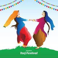 festival indiano hartalika teej bella donna sfondo di danza vettore