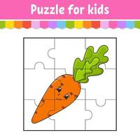 gioco di puzzle per bambini. pezzi di puzzle. foglio di lavoro a colori. pagina delle attività. illustrazione vettoriale isolata. stile cartone animato.