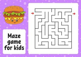 gioco labirinto per bambini. divertente labirinto. foglio di lavoro. puzzle per bambini. stile cartone animato. enigma logico. illustrazione vettoriale a colori.