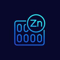 capsule di zinco, icona del vettore della linea minerale zn