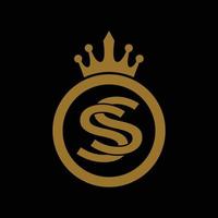 lettera iniziale dorata ss con disegno vettoriale del logo della corona