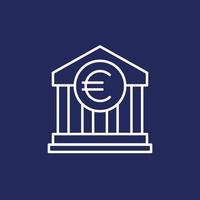 icona della linea di costruzione della banca con l'euro vettore
