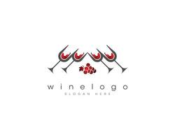 design del logo del vino, bicchieri da vino, logo dell'uva design del logo vettoriale del vino o della vite