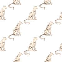 modello senza cuciture del ghepardo di doodle. carta da parati infinita di leopardo carino disegnato a mano. sfondo di animali selvatici. vettore