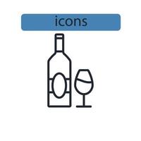 bottiglia di vino icone simbolo elementi vettoriali per il web infografica