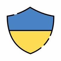 stile di linea riempito con icona scudo bandiera ucraina vettore
