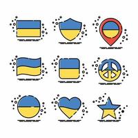 icona bandiera ucraina imposta stile mbe vettore
