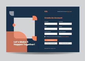 modulo di iscrizione al sito Web o design del modulo di registrazione Web o design della sovrapposizione del sito vettore