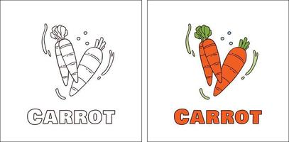 a per la pagina da colorare disegnata a mano della carota vettore