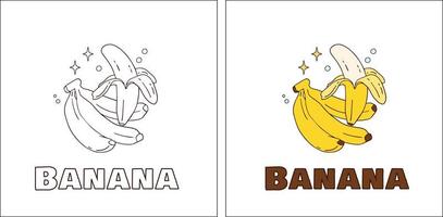 una pagina da colorare disegnata a mano per banana vettore