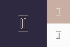 design delle iniziali del monogramma dm per il logo dello studio legale vettore